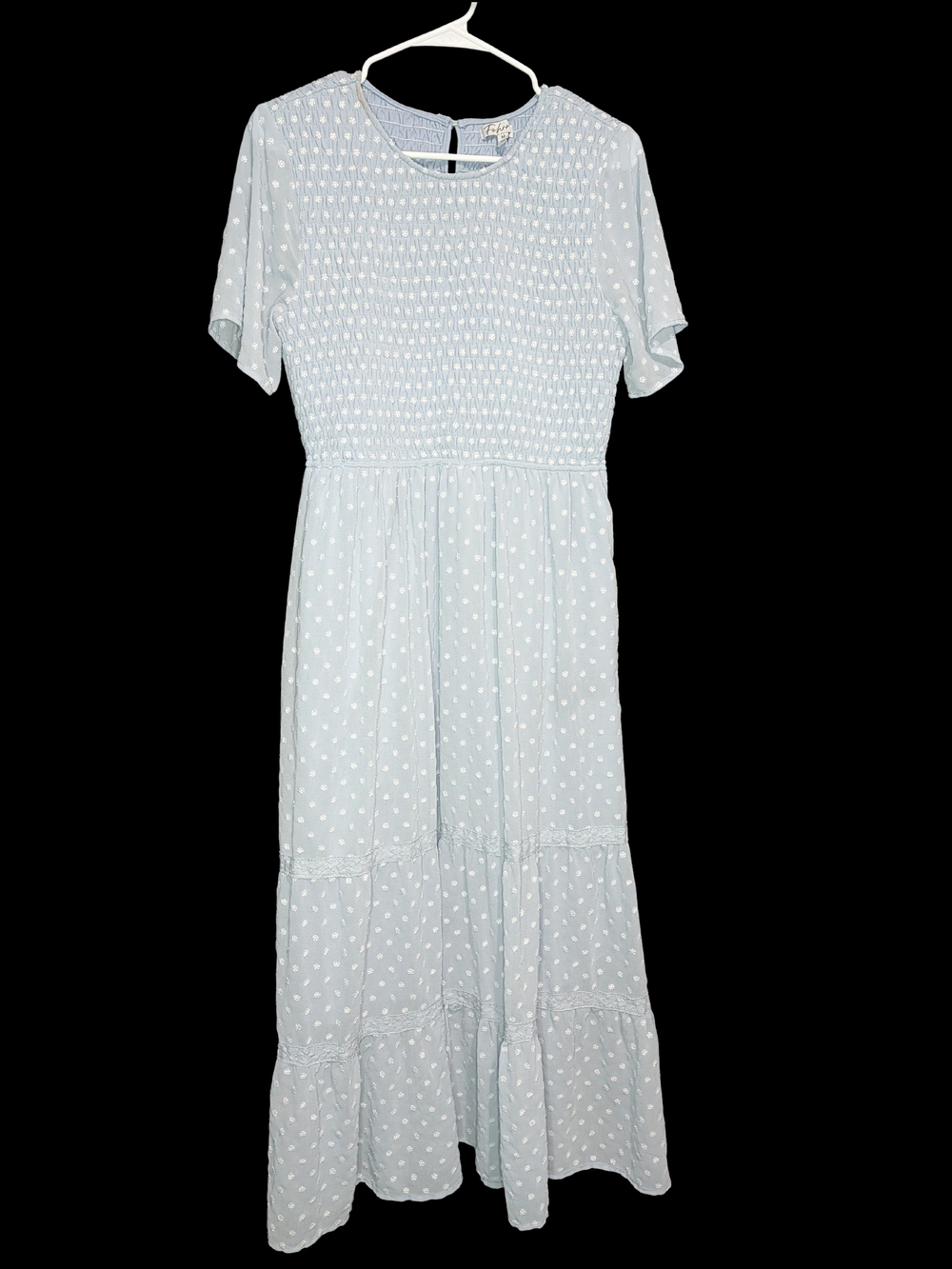 Fehmi Pale Blue Polka Dot Tiered Maxi Dress